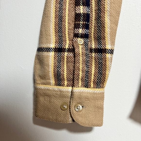 Portuguese Flannel Plaid Shirt - Tan/Brown/Black - Size L - Picture 5 of 9